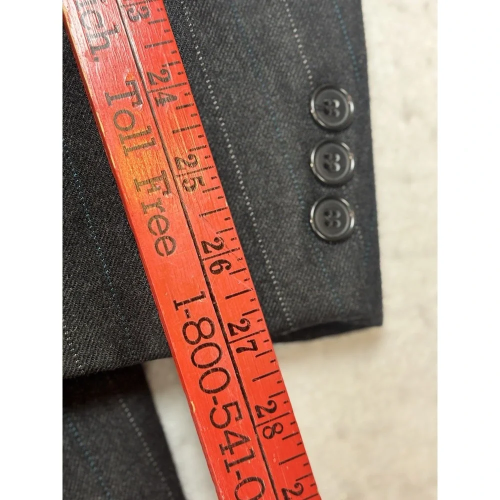 Pierre Cardin Suit Coat 44L Charcoal Pinstripe 2 Button Wool Sport Coat Blazer